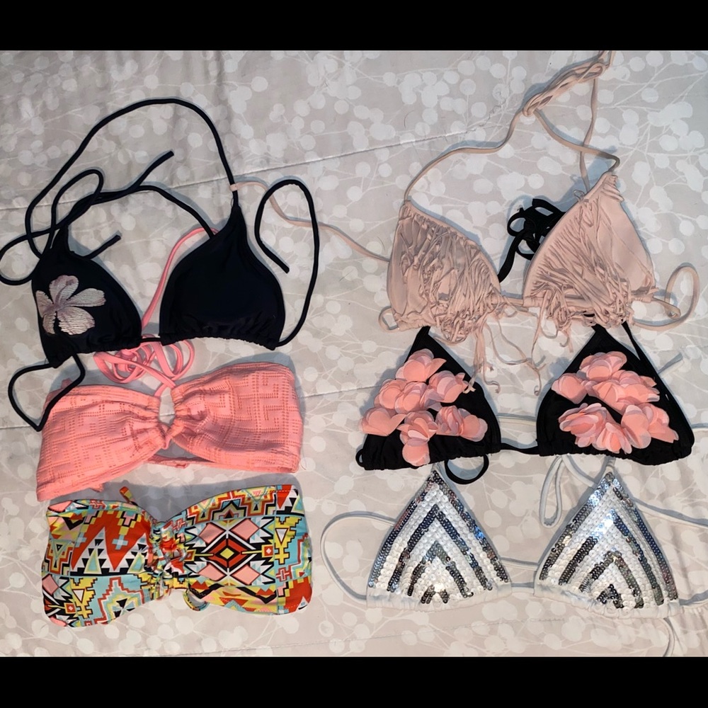 Six bathing suit tops